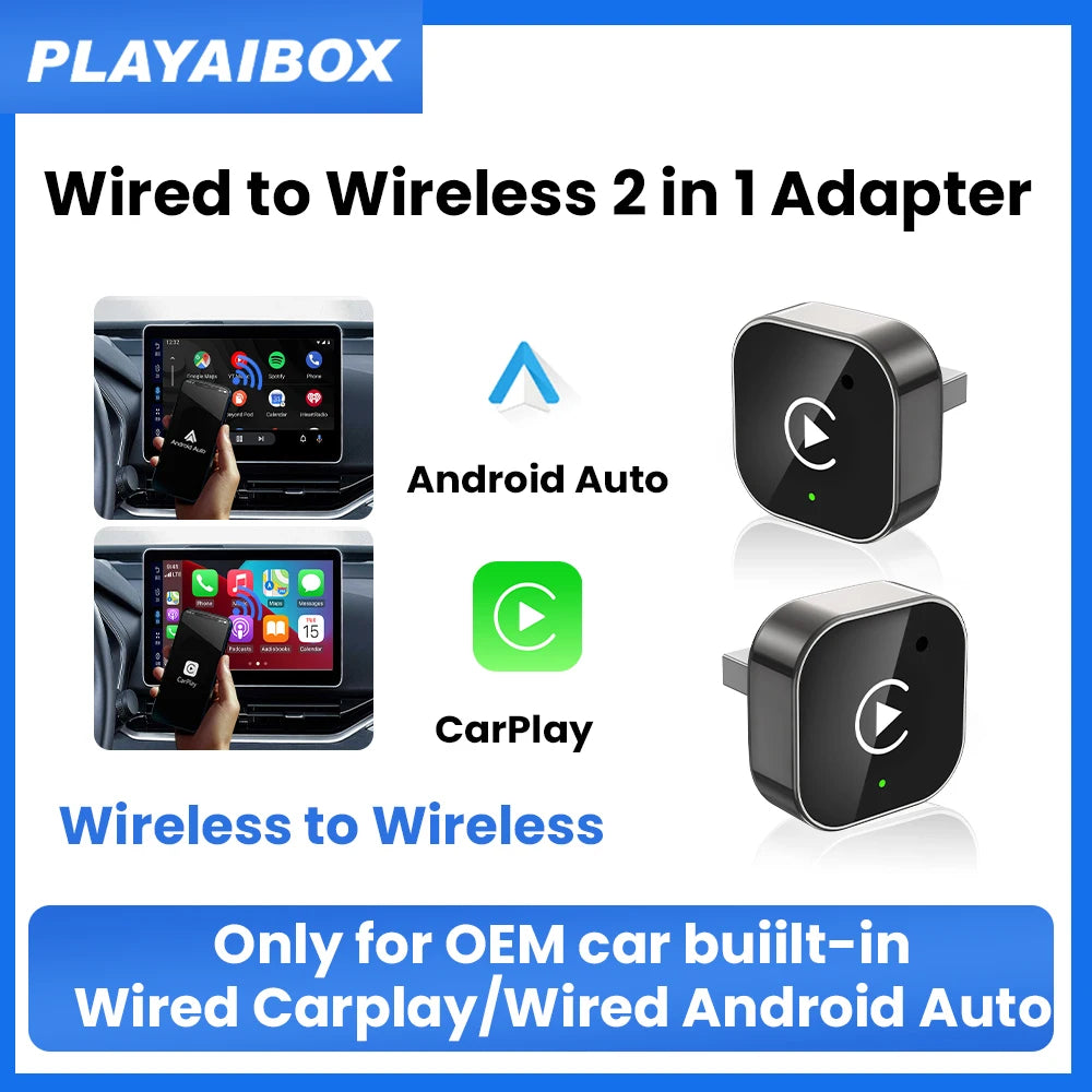 CarPlay Android Auto Wireless Adapter Plug And Play Bluetooth WiFi