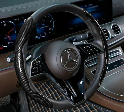 1/2PCS Laser Carbon Fiber Silicone Car Steering Wheel Cover