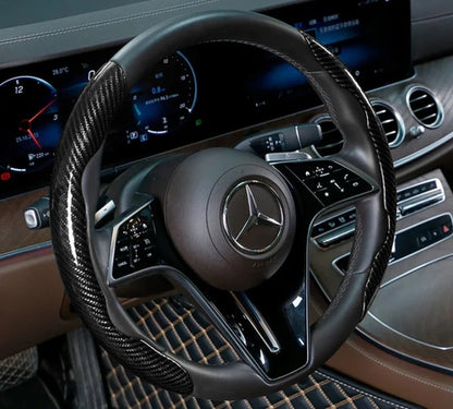 1/2PCS Laser Carbon Fiber Silicone Car Steering Wheel Cover