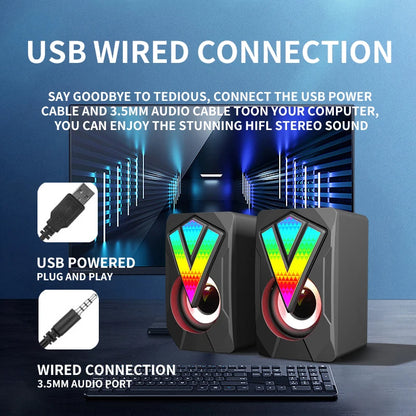 Mini Computer Speakers 7.1 Surround Sound RGB Gaming Speakers Computer