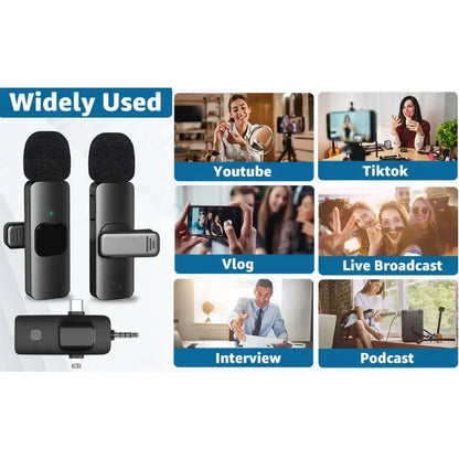 4in1 Wireless Microphone for iPhone Android Cameras Wireless