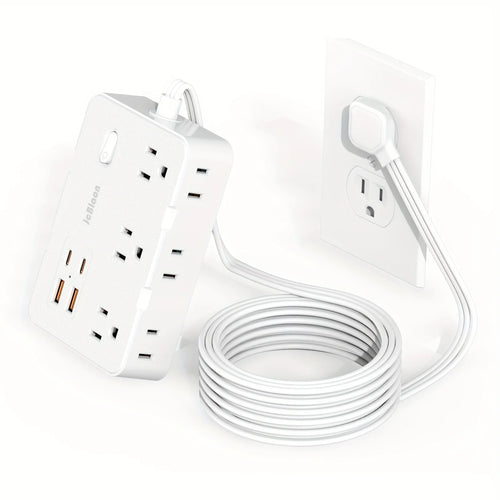Ultra Thin Flat Plug Extension Cord with 4 USB Ports(2 USB C), 5ft
