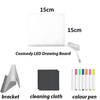 LED Acrylic Drawing Board DIY Erasable Luminous Writing Boards with