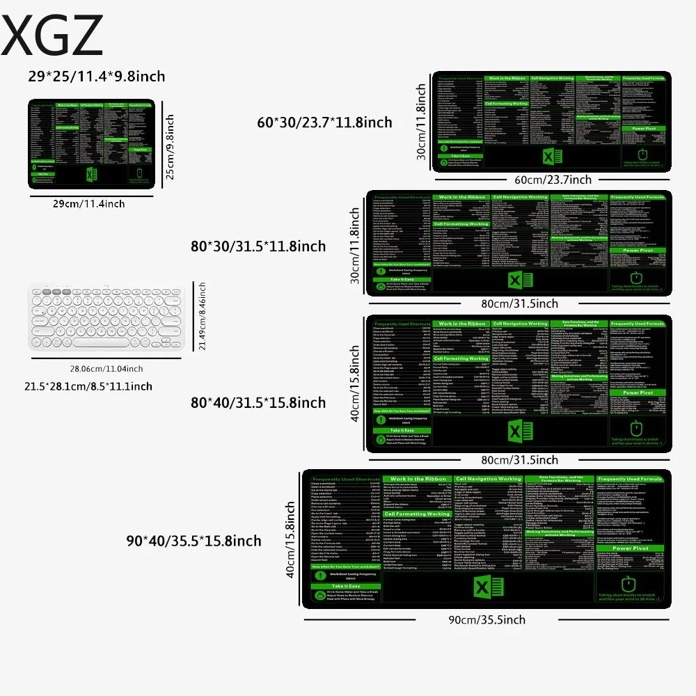 English Mouse Pad Large Excel Text Editor Cheat Sheet Shortcut