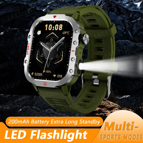 LAXASFIT New Smart Watch LED Flashlight 2.01” HD Screen Bluetooth