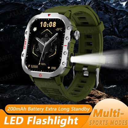 LAXASFIT New Smart Watch LED Flashlight 2.01” HD Screen Bluetooth