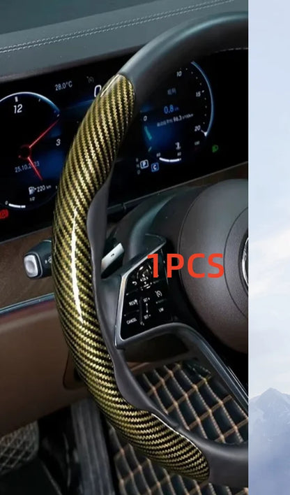 1/2PCS Laser Carbon Fiber Silicone Car Steering Wheel Cover