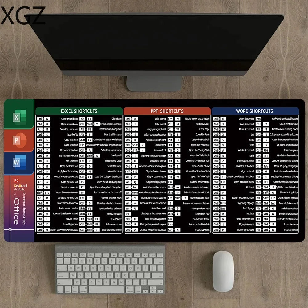 English Mouse Pad Large Excel Text Editor Cheat Sheet Shortcut
