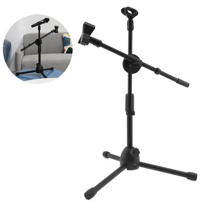 Tripod Boom Microphone Stand With Mic Clip Cell Phone And Microphone