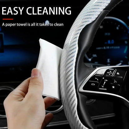 1/2PCS Laser Carbon Fiber Silicone Car Steering Wheel Cover