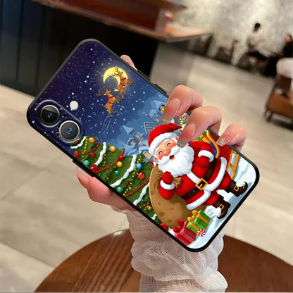 Cartoon Santa Claus Art Soft Back Phone Cover Case for iPhone SE 12 XS