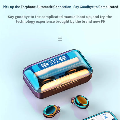 F9 Wireless Bluetooth Earphones with LED Dislpaly TWS Headset Earbuds