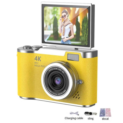 4K Digital Camera CCD 180° Flip Screen Selfie Camera 8X Digital Zoom