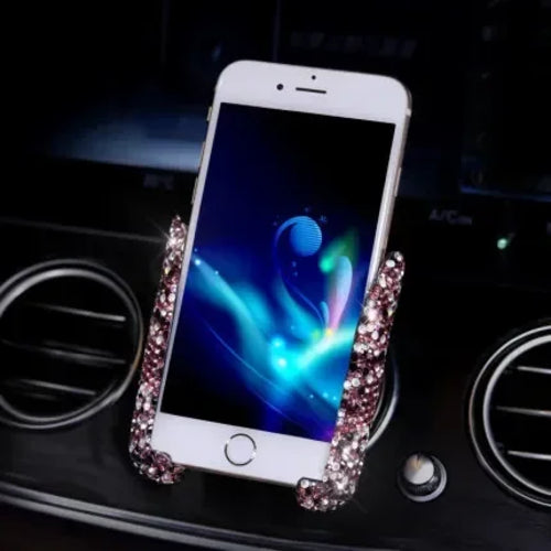 Car Phone Holder Diamond Crystal Car Air Vent Mount Clip Mobile Phone