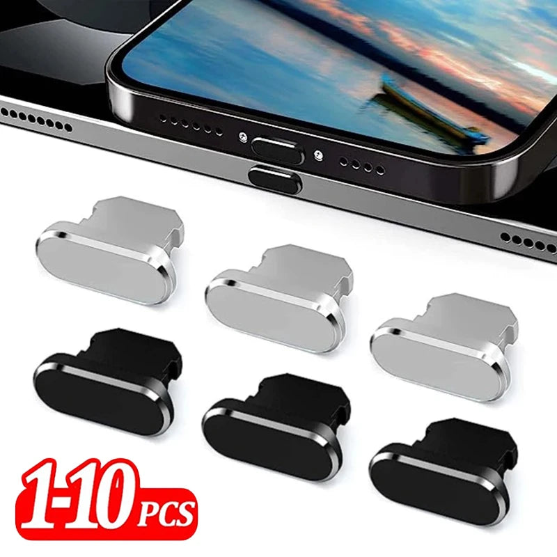 2-10PCS Aluminum Alloy Anti Dust Plug for IPhone 13 12 11 Pro Max 8 7