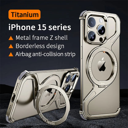 Metal Z Shape Magnetic MagSafe Stand Phone Case For iPhone 13 14 15 16