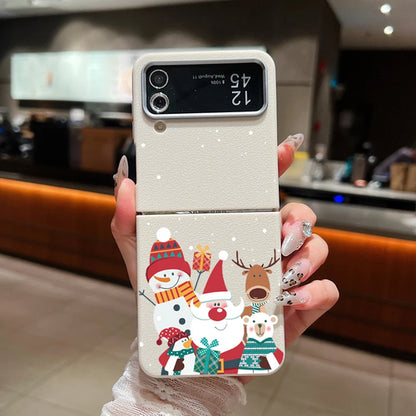 For Samsung Galaxy Z Flip 7 5 4 3 6 Christmas Deer Phone Case Leather