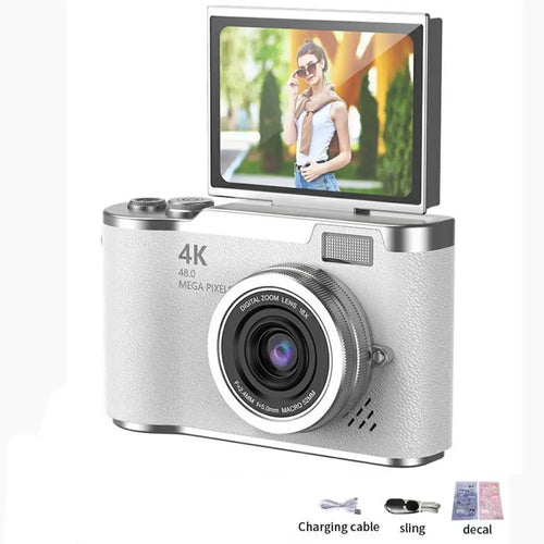 4K Digital Camera CCD 180° Flip Screen Selfie Camera 8X Digital Zoom