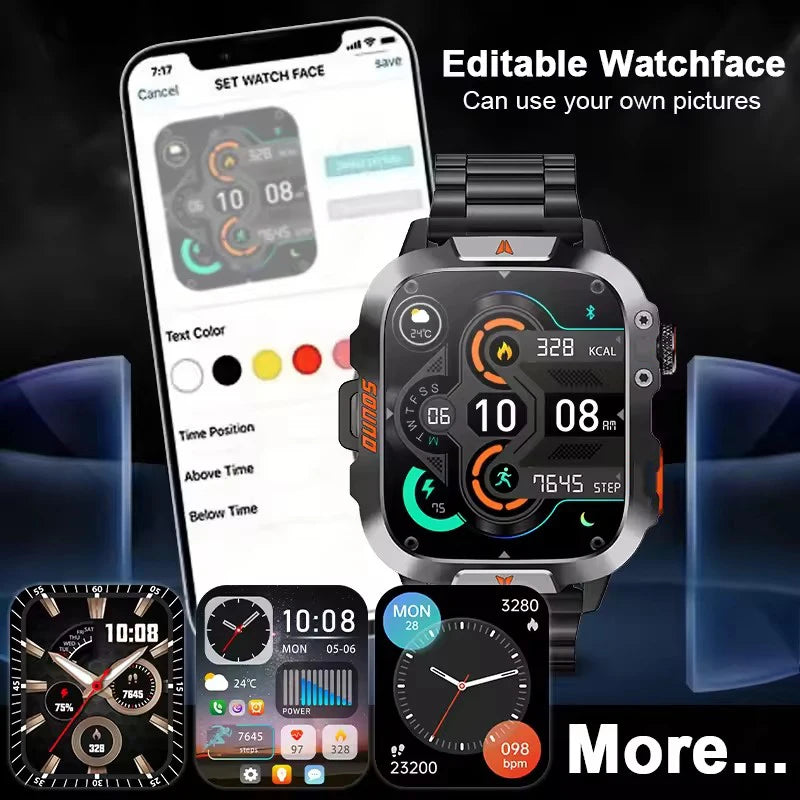 Xiaomi Military Smart Watch Men Waterproof Outdoor Sports Tracker LED