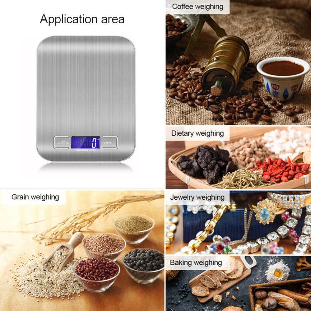 New 5kg/1g Portable Kitchen Scale Coffee Electronic Scale Stainless