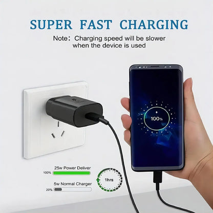 PD 25W Fast Charging Charger with 1M/3FT Type C Cable Set for Samsung