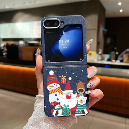 For Samsung Galaxy Z Flip 7 5 4 3 6 Christmas Deer Phone Case Leather