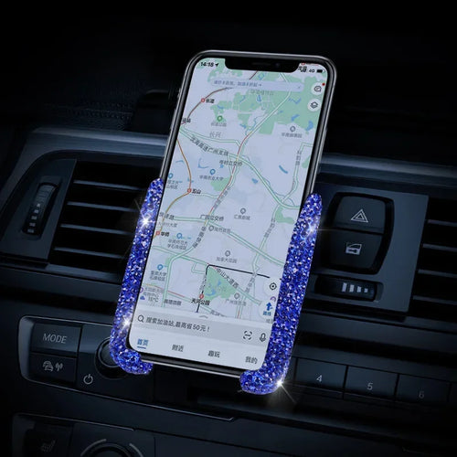 Car Phone Holder Diamond Crystal Car Air Vent Mount Clip Mobile Phone