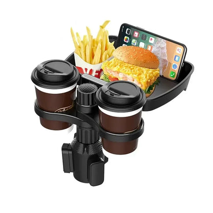 Multifunctional Adjustable 360 Rotation Dual Cup Holder Expander Snack