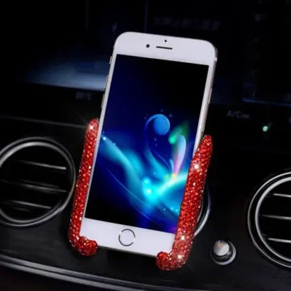 Car Phone Holder Diamond Crystal Car Air Vent Mount Clip Mobile Phone