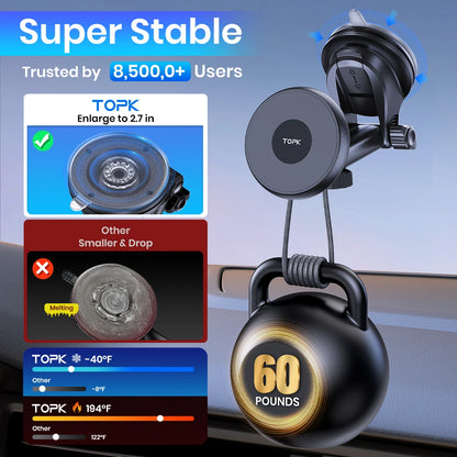 TOPK Mag-Safe Car Phone Holder Magnetic Phone Car Mount for Windshield