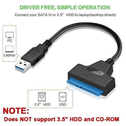 Coolcirc USB 3.0 To Sata Cable For 2.5 Inch External HDD SSD Hard