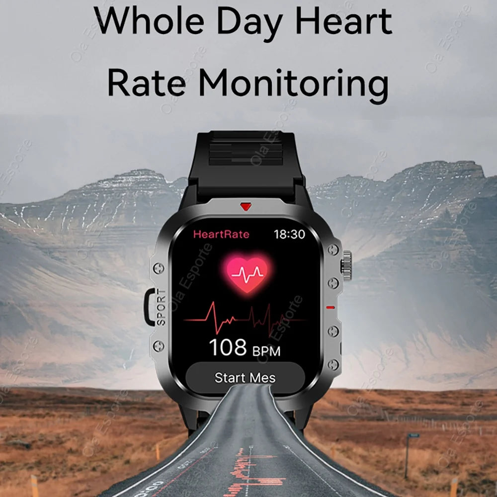 Military Sports Smart Watch 2.01" HD Touch Screen Bluetooth Call LED