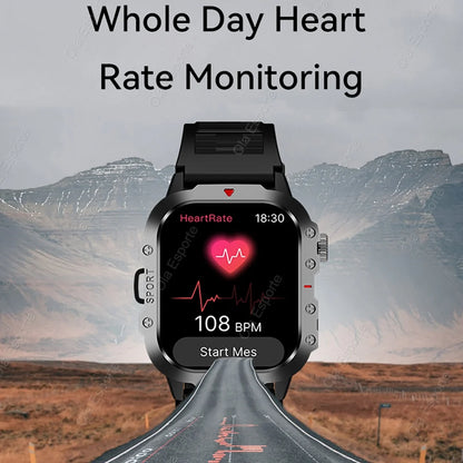 Military Sports Smart Watch 2.01" HD Touch Screen Bluetooth Call LED
