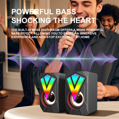 Mini Computer Speakers 7.1 Surround Sound RGB Gaming Speakers Computer