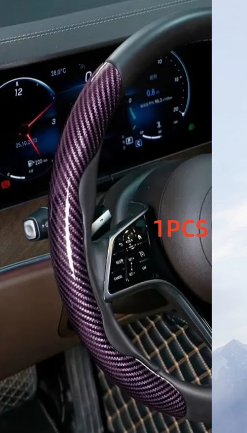 1/2PCS Laser Carbon Fiber Silicone Car Steering Wheel Cover
