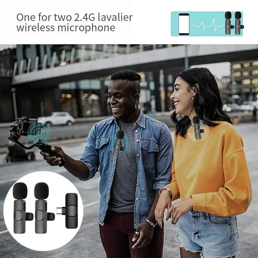 2.4G Wireless Lavalier Microphone Noise Cancelling Audio Video