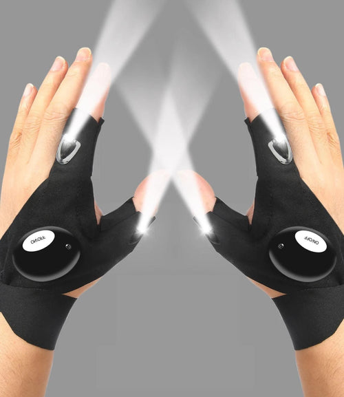 LED Half Finger Glove for Men Women Outdoor Waterproof Night Fishing