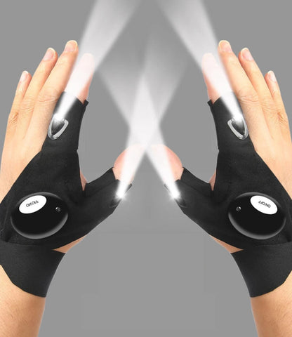 LED Half Finger Glove for Men Women Outdoor Waterproof Night Fishing