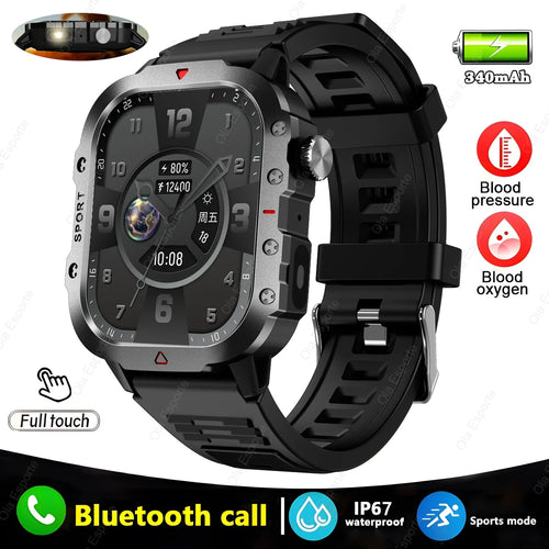 Military Sports Smart Watch 2.01" HD Touch Screen Bluetooth Call LED