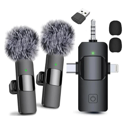 4in1 Wireless Microphone for iPhone Android Cameras Wireless