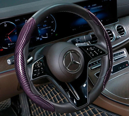 1/2PCS Laser Carbon Fiber Silicone Car Steering Wheel Cover
