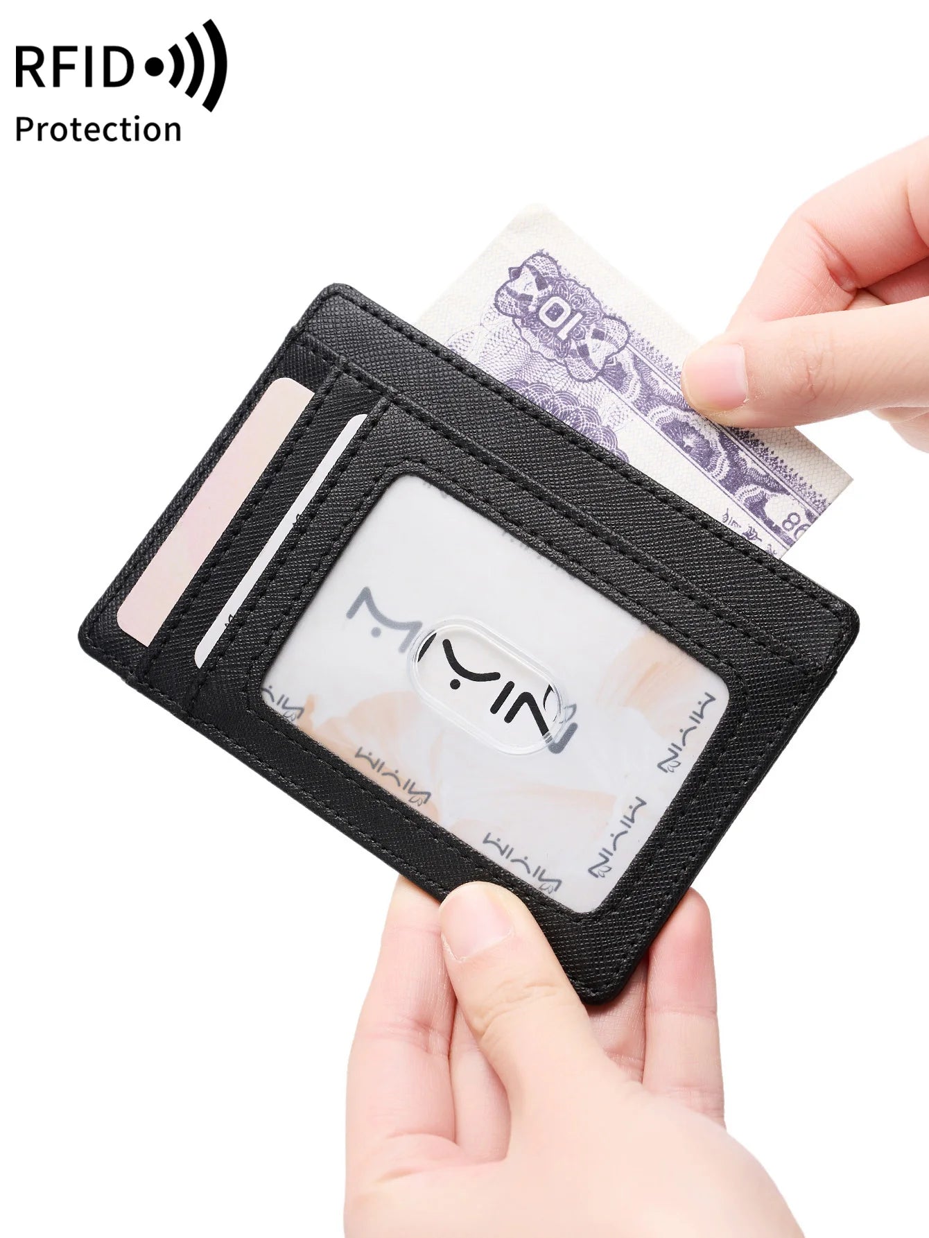Ultrathin RFID Blocking Credit Card Wallet Can hold Airtag wallet