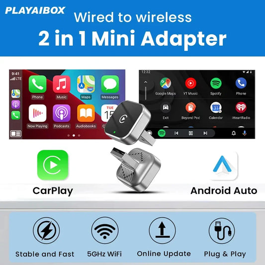 Wireless Android Auto Dongle Wireless CarPlay Adapter 2in1 AI Smart