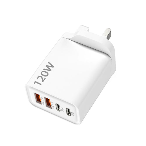120W 4-Port USB-C Fast Charger with PD & QC 3.0 for iPhone or Android