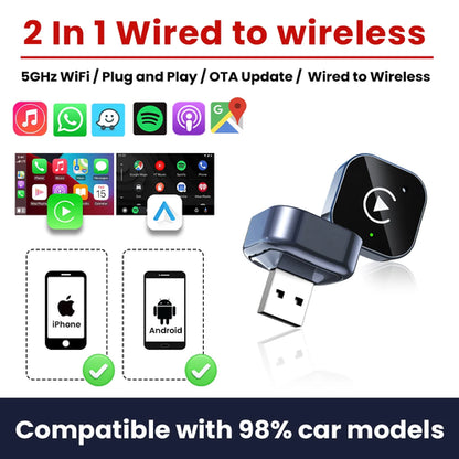 2In1 Wireless CarPlay Android Auto Adapter USB Dongle Smart Mini Box