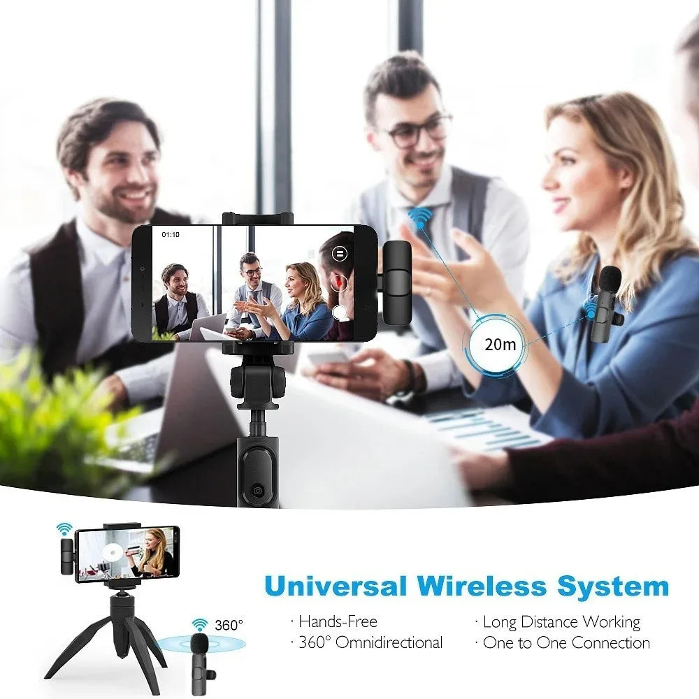 2.4G Wireless Lavalier Microphone Noise Cancelling Audio Video