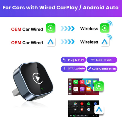 CarPlay Android Auto Wireless Adapter Plug And Play Bluetooth WiFi