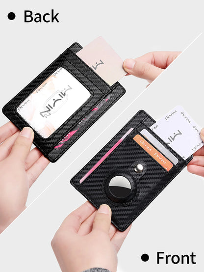 Ultrathin RFID Blocking Credit Card Wallet Can hold Airtag wallet