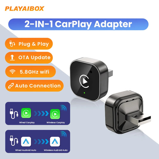 2In1 Wireless CarPlay Android Auto Adapter USB Dongle Smart Mini Box