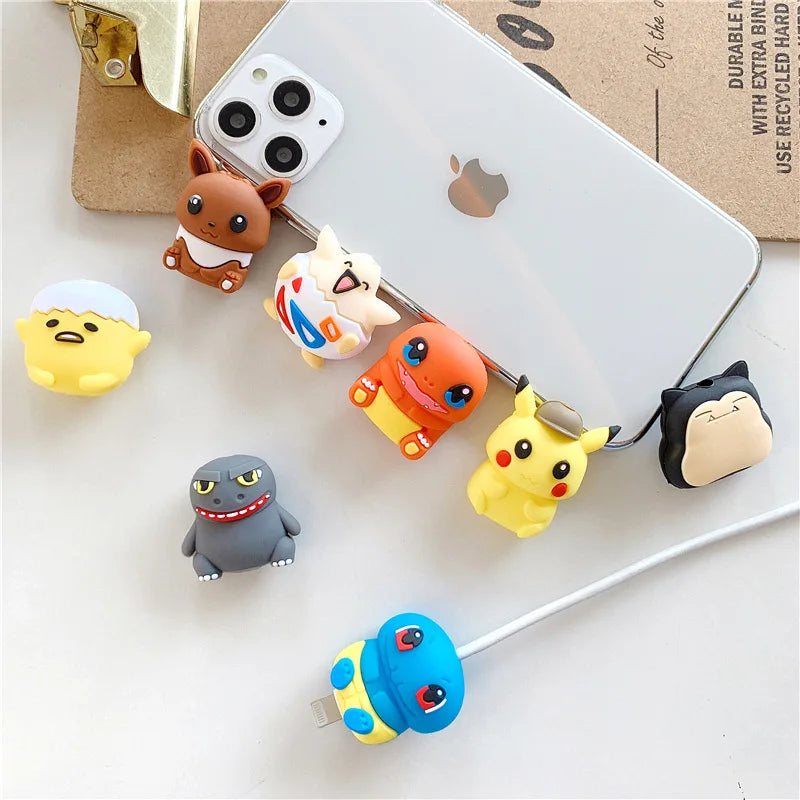 Pokemon Pikachu Doll Data Cable Protective Cover Kawaii Anime Pikachu